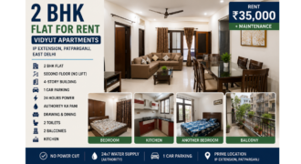 2 BHK Flat for Rent in Vidyut Apartments, IP Extension, Patparganj, East Delhi