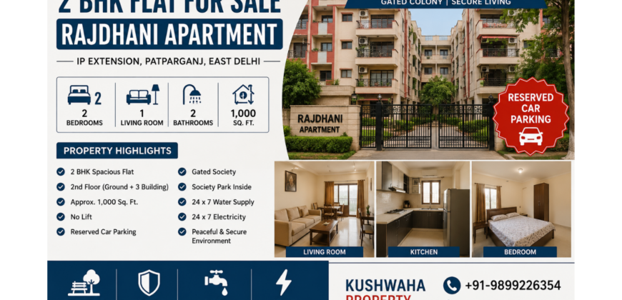 2 BHK Flat for Sale in Delhi Rajdhani Apartment, IP Extension, Patparganj, East Delhi