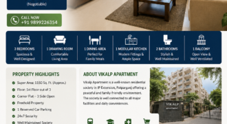 3 BHK Flat for Sale in Vikalp Apartment, IP Extension Patparganj