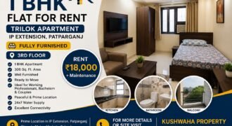 1 BHK Fully Furnished Flat for Rent in Trilok Apartment, IP Extension, Patparganj