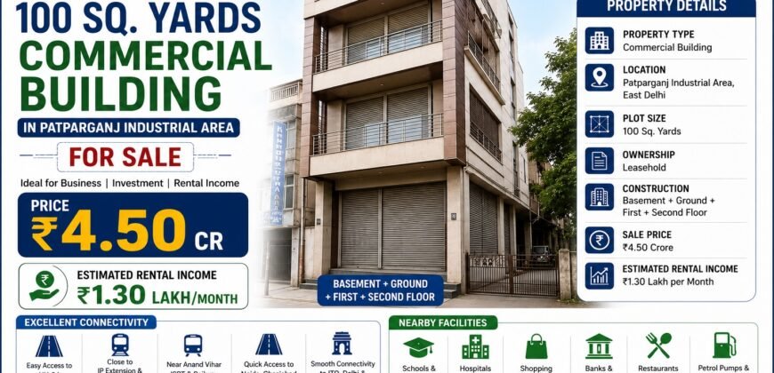 100 Sq. Yards Commercial Building for Sale in IP Extension, Patparganj