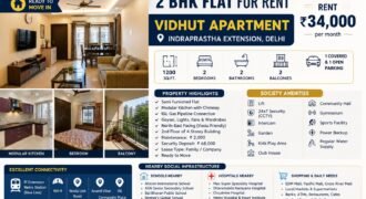 2 BHK Flat for Rent in Vidyut Apartment, IP Extension, Delhi