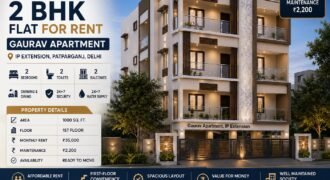 2 BHK Flat for Rent | Gaurav Apartment, IP Extension, Patparganj