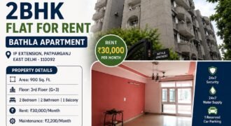 2 BHK Flat for Rent in Bathla Apartment, IP Extension, Patparganj
