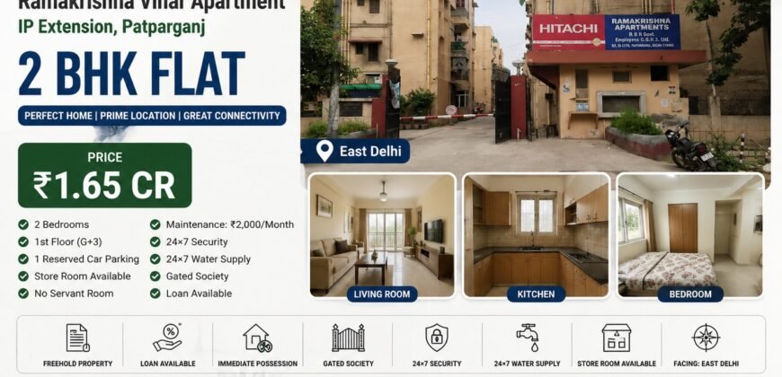 2 BHK Flat for Sale Ramakrishna Vihar Apartment, IP Extension, Patparganj