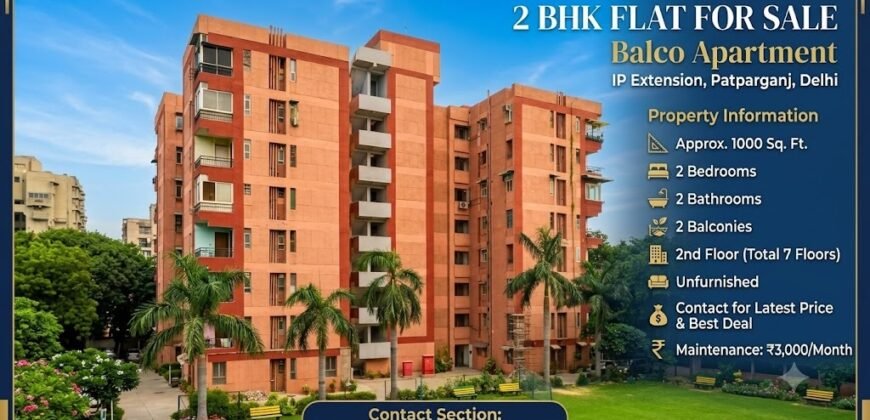2 BHK Flat for Sale in Balco Apartment, IP Extension, Patparganj, Delhi
