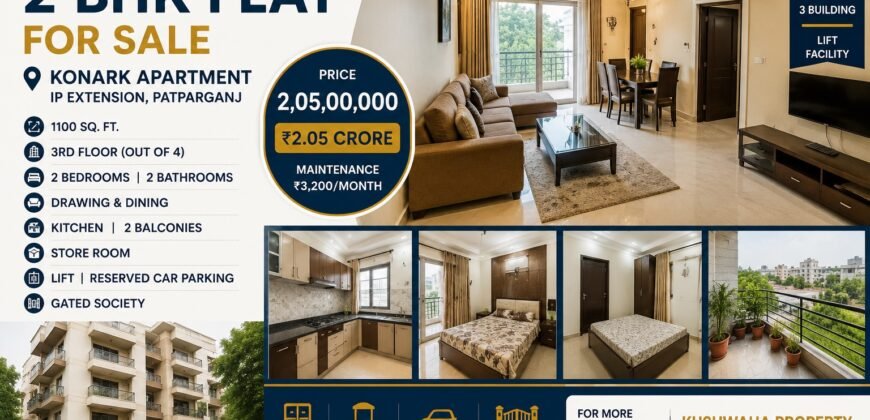 2 BHK Flat Sale in Konark Apartment, IP Extension, Patparganj
