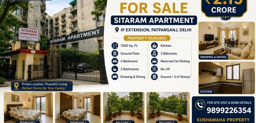 2 BHK Flat for Sale in Sitaram Apartment, IP Extension Patparganj Delhi