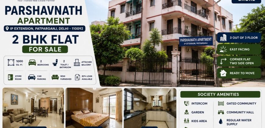 2 BHK Flat in Parshavnath Apartment, IP Extension, Patparganj
