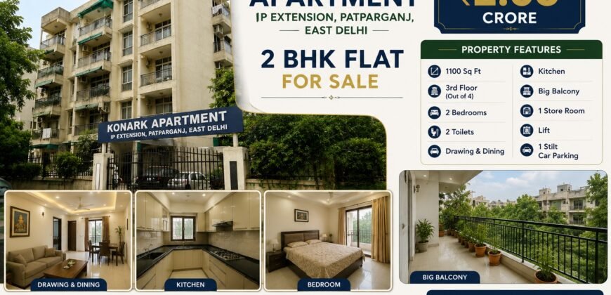 2 BHK Premium Flat for Sale in Konark Apartment, IP Extension, Patparganj