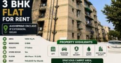 3 BHK Flat for Rent Aashirwad Enclave, IP Extension, Delhi