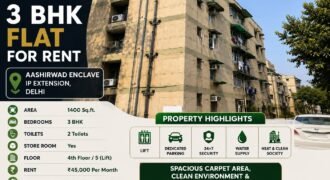 3 BHK Flat for Rent Aashirwad Enclave, IP Extension, Delhi
