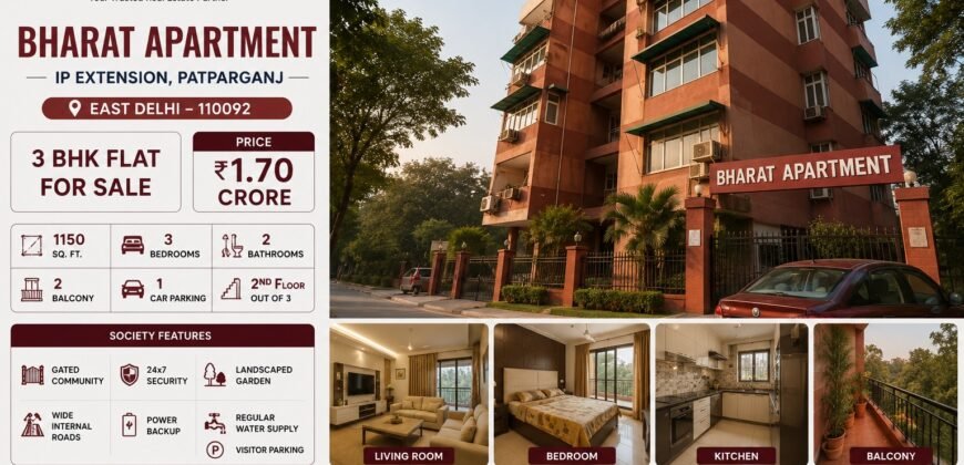 3 BHK Flat for Sale in Bharat Apartment, IP Extension, Patparganj