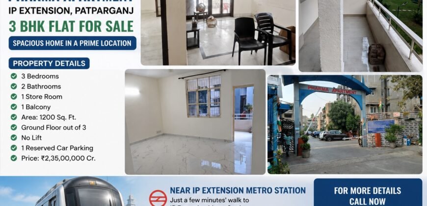 3 BHK Flat for Sale in Pharma Apartment IP Extension, Patparganj