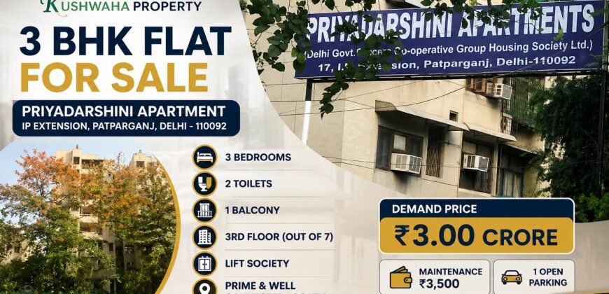 3 BHK Flat for Sale in Priyadarshini Apartment, IP Extension, Patparganj