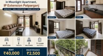 3 BHK Flat for Rent in Moonlight Apartment, IP Extension, Patparganj