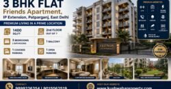 3 BHK Semi-Furnished Flat in Friends Apartment IP Extension
