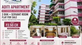 3 BHK + Servant Room Flat for Sale in Aditi Apartment IP Extension