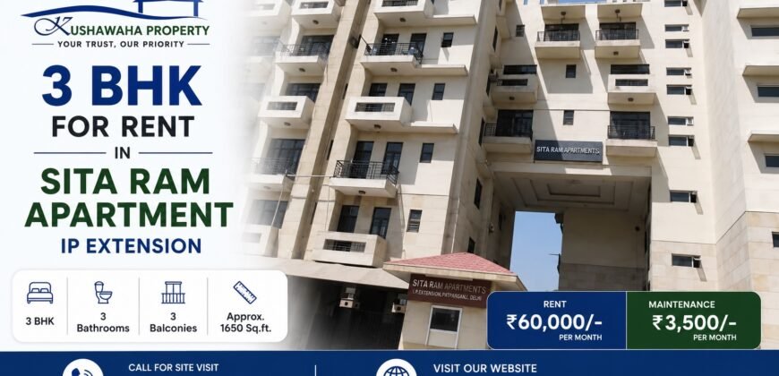 Fully Furnished 3 BHK for Rent in Sita Ram Apartment, IP Extension, Patparganj