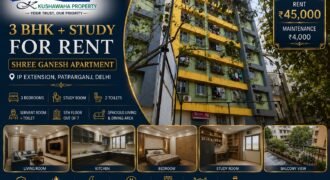 3 BHK + Study for Rent in Shree Ganesh Apartment, IP Extension