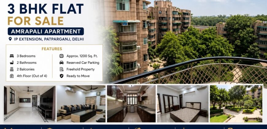 Available 3 BHK Flat for Sale | Amrapali Apartment IP Extension, Patparganj