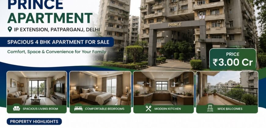 4 BHK Flat for Sale Prince Apartment, IP Extension Patparganj