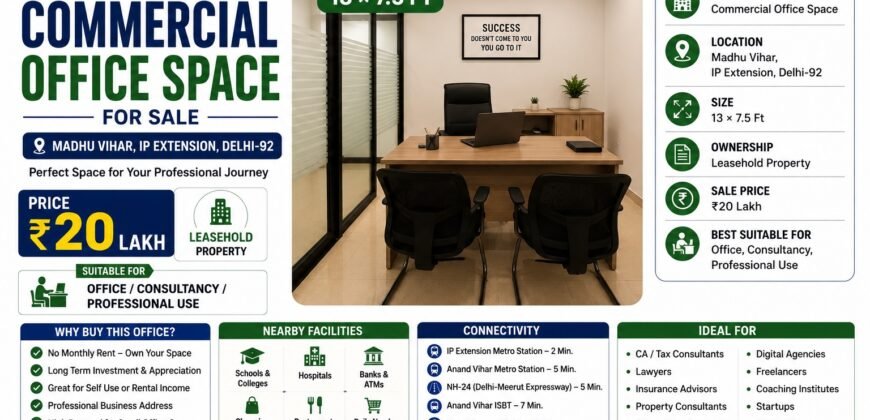 Commercial Office Space for Sale | Madhu Vihar, IP Extension Patparganj