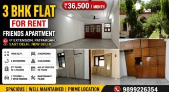 3 BHK Flat for Rent in Friends Apartment, IP Extension, Patparganj