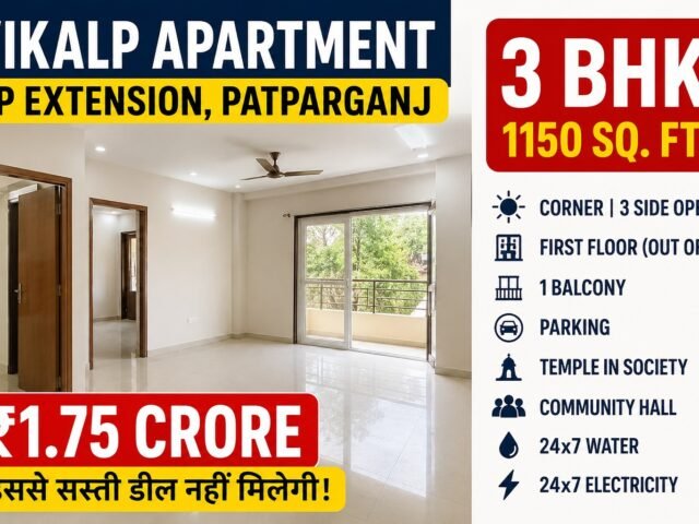 IP Extension, Patparganj | 3 BHK Flat for Sale in Vikalp Apartment