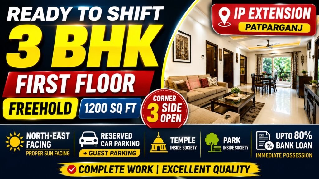 IP Extension Patparganj, 3 BHK Flat in Saraswati Kunj Apartment