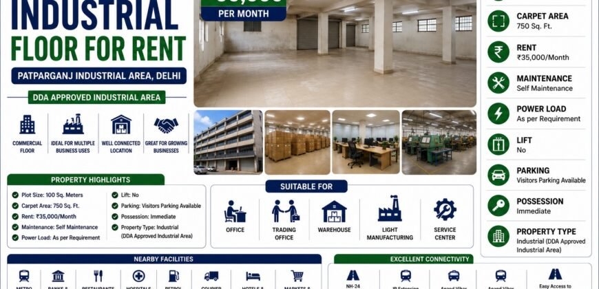 Industrial Floor for Rent in Patparganj Industrial Area, Delhi