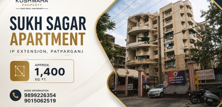 Available 3 BHK Flat in Sukh Sagar Apartment, IP Extension