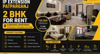 2 BHK Semi-Furnished Rental flat in Karishma Apartment, Patparganj