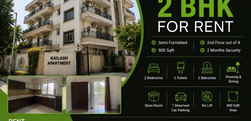 2 BHK for Rent in Kailash Apartment, IP Extension
