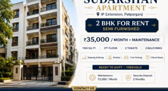 2 BHK for Rent in Sudarshan Apartment, Patparganj