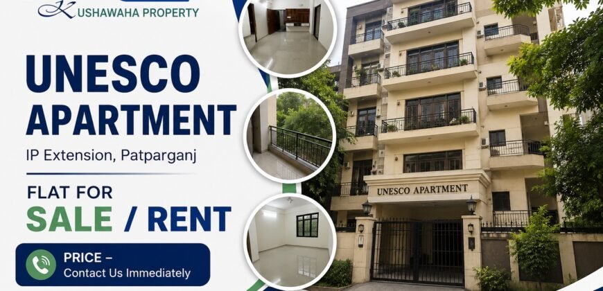 Semi-Furnished 2 BHK for Rent in UNESCO Apartment, IP Extension