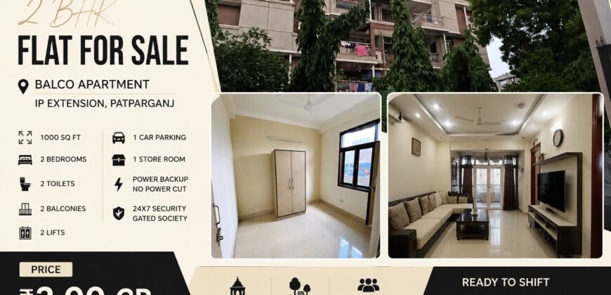 2 BHK Semi-Furnished Flat for Sale in Balco Apartment, IP Extension
