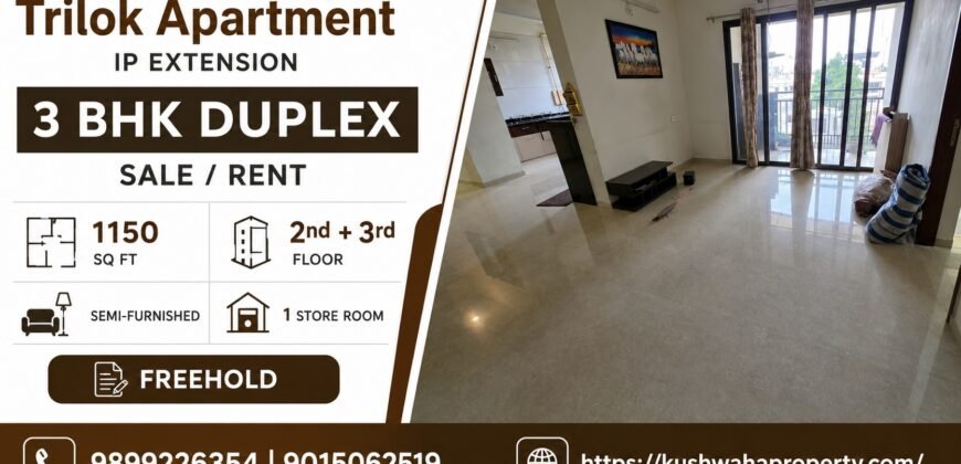 3 BHK Duplex for Sale in Trilok Apartment, IP Extension