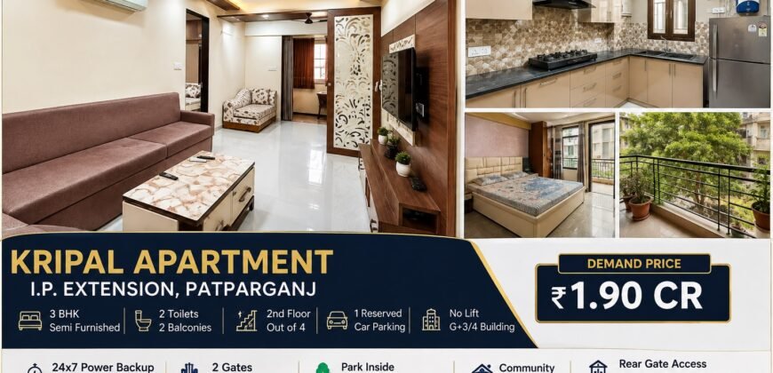 3 BHK Flat for Sale in Kripal Apartment, I.P. Extension, Patparganj