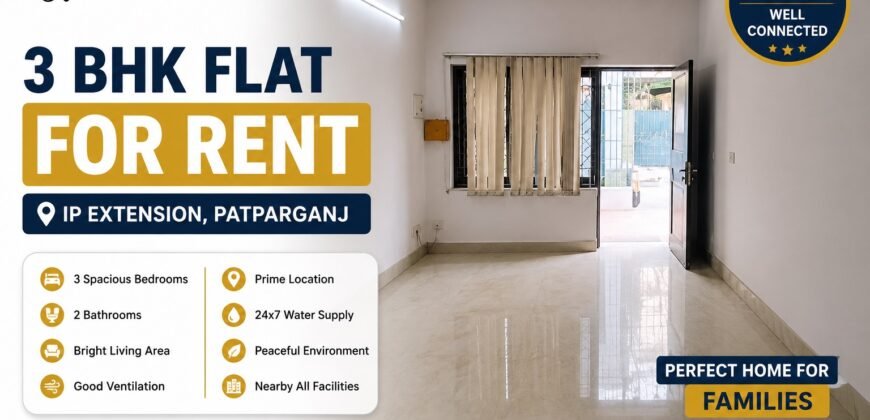 3 BHK Rental Flat in Paradise Apartment, IP Extension