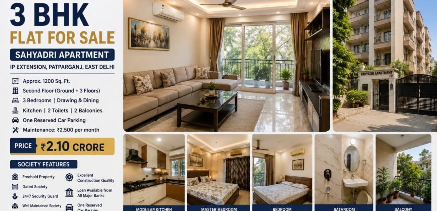 Buy 3 BHK Flat in Sahyadri Apartment, IP Extension Patparganj