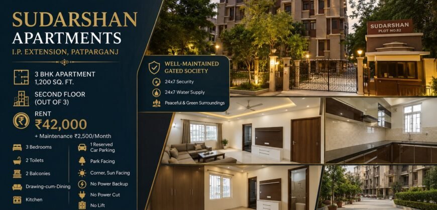 3 BHK Rental flat in Sudarshan Apartments Patparganj