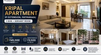 3 BHK with Servant Room for Rent in Kripal Apartment, IP Extension