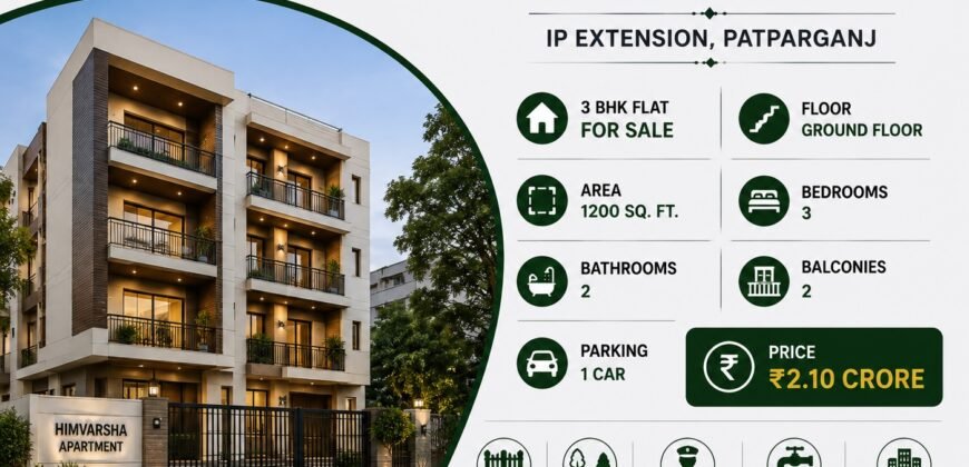 3 BHK Ground Floor | Himvarsha Apartment, IP Extension, Patparganj