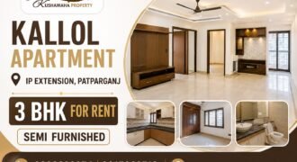 Rental Flat 3 BHK in Kallol Apartment, IP Extension, East Delhi