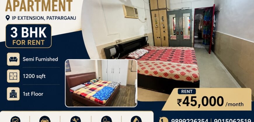 Sudarshan Apartment, 3 BHK for Rent in IP Extension, Patparganj