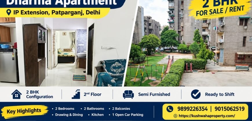 2 BHK Flat In Dharma Apartments for Sale In IP Extension, Patparganj