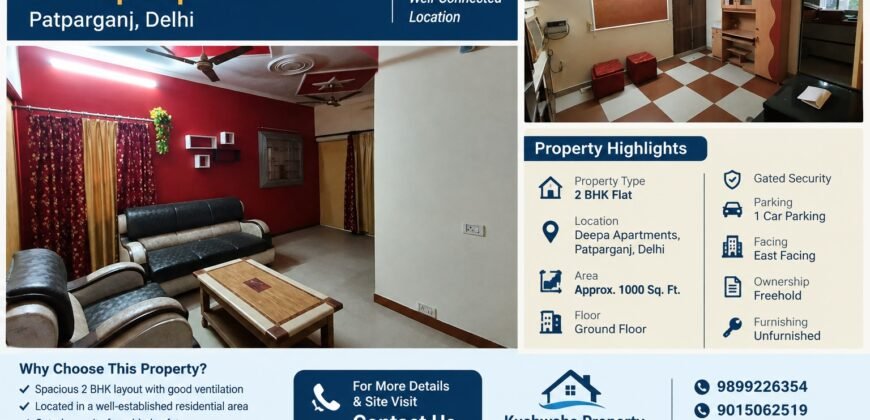 2 BHK Flat for Sale 1000 sqft in Deepa Apartments, IP Extension
