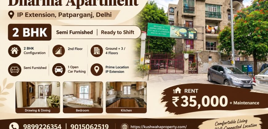 2 BHK Semi-Furnished Flat for Rent in Dharma Apartment