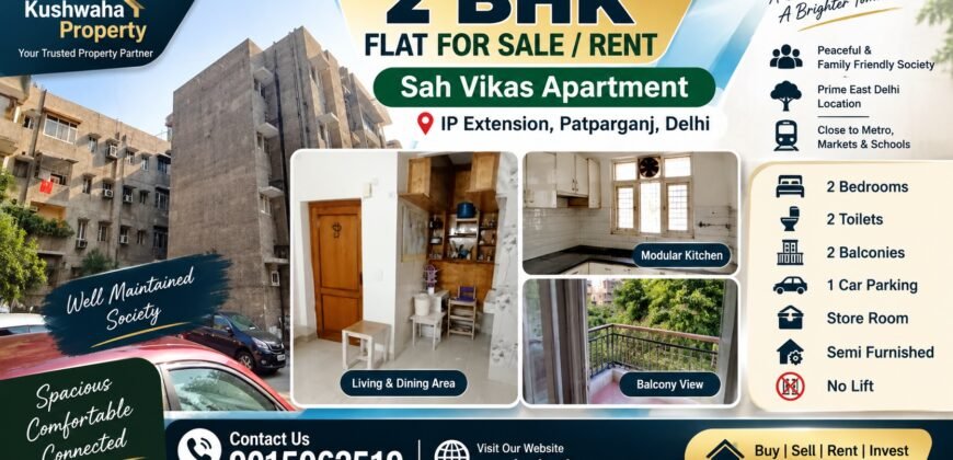 2 BHK Semi-Furnished for Sale in Sah Vikas Apartment, IP Extension